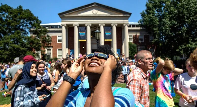 Visitors watching the eclipse in April 2024